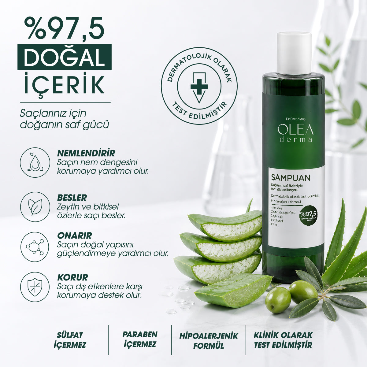 OleaDerma %97,5 Doğal Şampuan - 250 mL