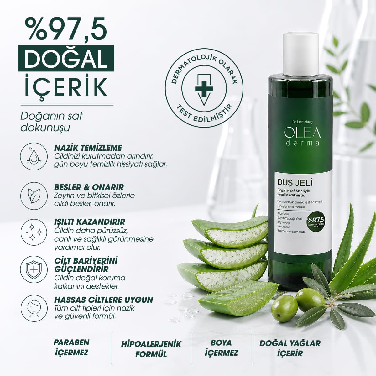 OleaDerma %97,5 Doğal Duş Jeli - 250 mL