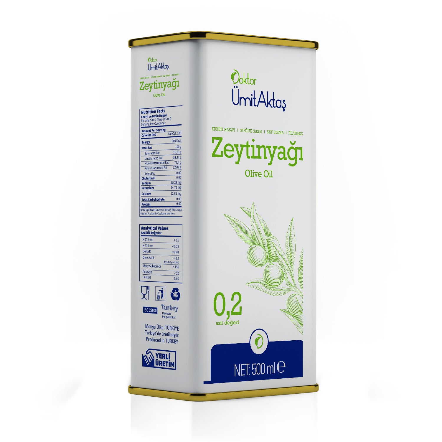 Erken Hasat Saf Sızma Zeytinyağı 500 ml. (Yarım Litre)